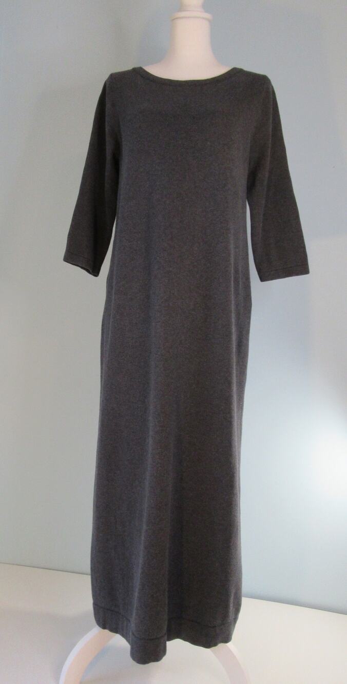 J. Jill Midi Shirt Dress Silk Cotton Blend 3/4 Sleeve Heavy Comfy Gray Women's M